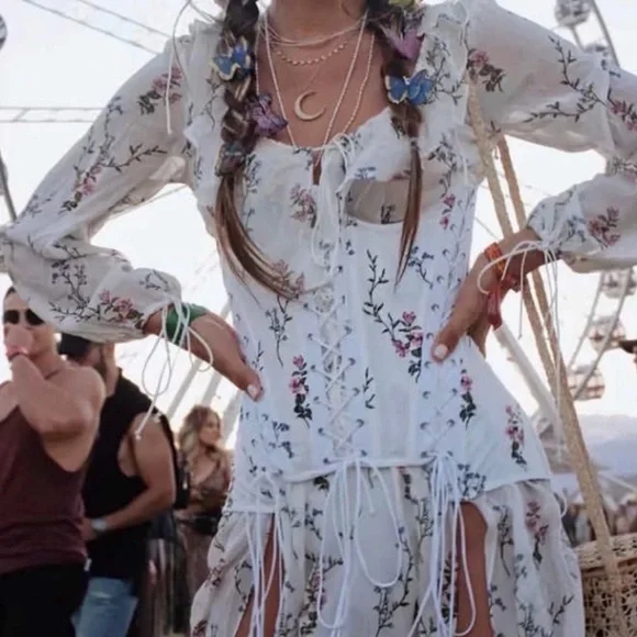 For Love And Lemons Lillie White Floral Dress - Picture 3 of 5